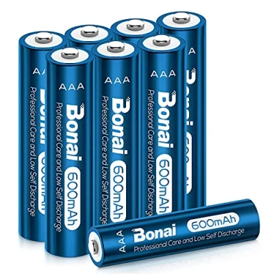 Afbeelding van BONAI Accu AAA 600mAh oplaadbare zonne verlichting tuin batterijen 1,2V batterij Ni MH vloerlampen accubatterijen lage zelfontlading (8 stuks)