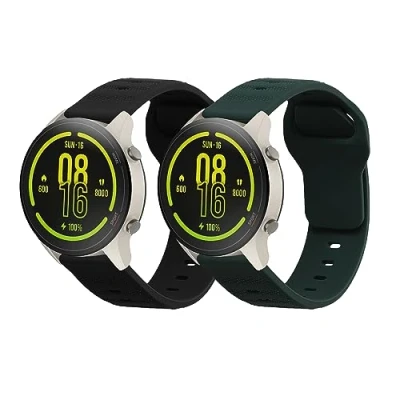 Afbeelding van kwmobile 2x horlogebandjes geschikt voor Xiaomi Mi Watch Color Sport / S1 Active bandje Smartwatch bandjes van TPU Activity tracker horloge band in zwart donkergroen