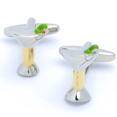 Afbeelding van Manchetknopen Cocktailglazen Goud en Zilver
