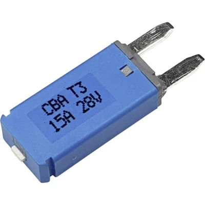 Afbeelding van Hansor Circuit Breaker Mini, type 3. Manual Reset, 15A CBA3 Series Zekeringautomaat standaard vlakzekering 15 A Blauw 1 stuk(s)
