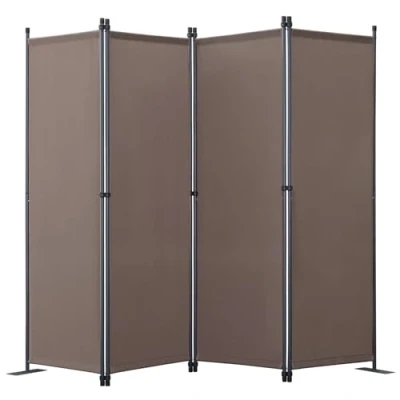 Afbeelding van Angel Living Paravent, 4 delig, inkijkbescherming, vouwscherm, ruimteverdeler, inkijkbescherming van staal en polyester (bruin)