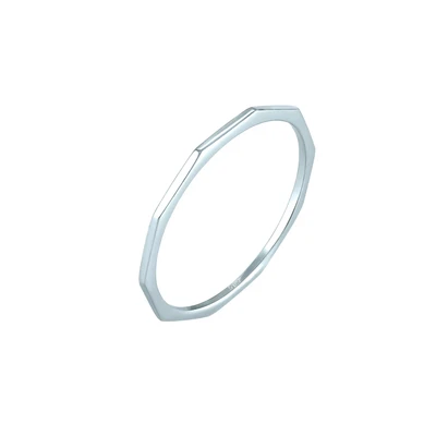 Afbeelding van Elli PREMIUM Dames Ring Bandring Geo Basic Minimal Look 585 Weißgold