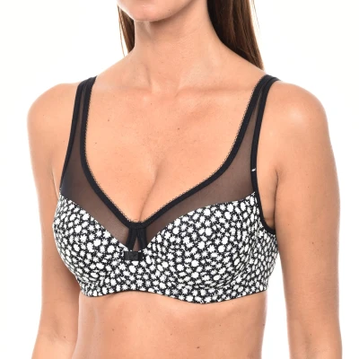 Afbeelding van DIM Generous Klassieke damesbeha met beugels, 1 stuk, Black Retro Daisy, 80C