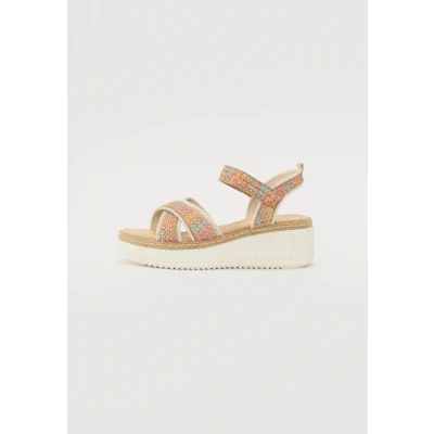 Afbeelding van TOM Tailor Sandalen met sleehak, Dames, Maat: 37, Orange/multi Textiel/ synthetisch