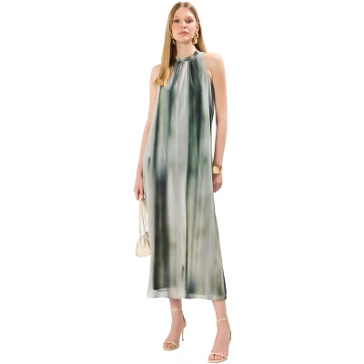 Afbeelding van Trendyol Groene Abstracte Patroon Rechte Snit Stropdas Detail Maxi Geweven Jurk Twoss25El00408
