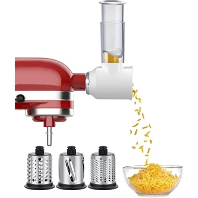 Afbeelding van Groentesnijder voor kitchenaid keukenmachine, Snijder Versnipperaar hulpstuk accessoires, Kaasrasp set accessoires by GVODE, Wit