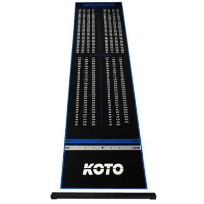 Afbeelding van KOTO Oche Carpet Checkout Dart Mat Blauw 285 x 80 cm, Hoogwaardige Dartmat Incl. Verstelbare Oche, Antisliplaag, Werplijnen, Bescherming Vloer &amp; Dartbord