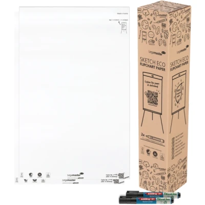 Afbeelding van Legamaster SKETCH ECO flipover papierblok blanco 2 pak à 50 vel inclusief edding 31 EcoLine markers