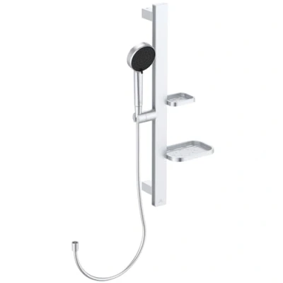 Afbeelding van Ideal standard alu glijstangcombinatie met handdouche 2 straalsoorten 10cm 60cm doucheslang 175cm silver bd586si