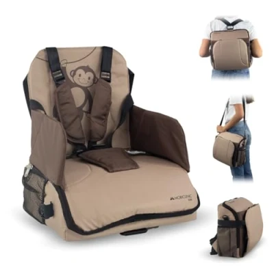 Afbeelding van Mobiclinic Monkey Kinderstoel Stoelverhoger voor kinderen Draagbare Max 15 kg Verstelbare 5 punts riem Inklapbaar Met zak en handvat