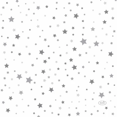 Afbeelding van Duni kerst thema servetten 40x st 33 x cm wit met sterren Feestservetten