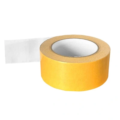 Afbeelding van Kortpack Dubbelzijdige Linnen Tape 50mm X 25mtr Geel Wit (6 Rollen)