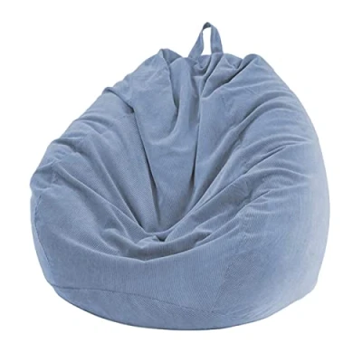 Afbeelding van Chickwin Peer Zitzak, Corduroy Peren Fauteuil zonder Vulling voor Buiten en Binnen Ontspanning, Loungestoel, Slaapkamer Kussen (Blauwgrijs, 100x120cm)