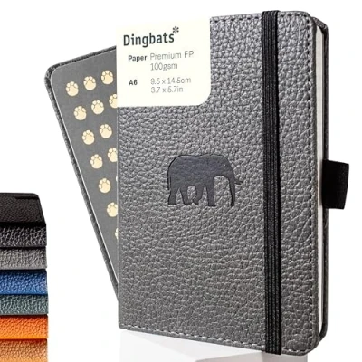 Afbeelding van Dingbats* Wildlife A6 Notitieboek Grey Elephant Raster / Squared