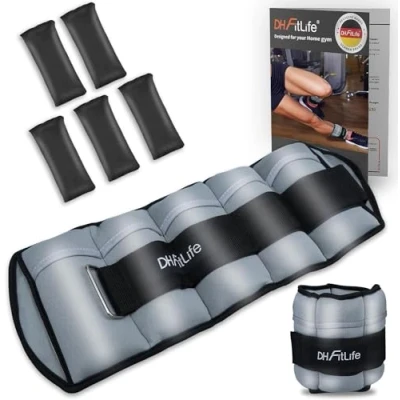 Afbeelding van DH FitLife Set van 2 enkelgewrichten, gewichtsmanchetten met verstelbare gewichten voor benen en armen, variaties 2,5 kg 4,5 kg, enkelgewichten, enkelgewichten krachttraining