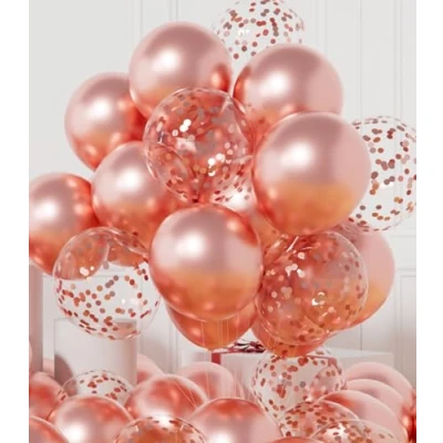 Afbeelding van AULE Ballonnen, roségoud, metallic helium: 42 stuks, 30 cm, confettiballonnen, latexballonnen, verjaardagsdecoratie, decoratie voor babyshower, geslacht, reveal, afstuderen, verjaardag