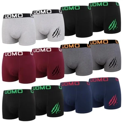 Afbeelding van L&amp;K set van 8 of 12 boxershorts voor heren, katoen, met voordeelverpakking, maten M 5XL, zwart, meerkleurig, comfortabele pasvorm, zonder kriebelende etiketten, 1119D 12, XL