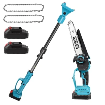 Afbeelding van Hosnoeier, accu, 8 inch voor Makita 21 V, borstelloze telescopische takkenzaag, 2 in 1 mini accu kettingzaag en elektrische hoogsnoeier, werkhoogte tot 4,5 m (2 accu&#039;s)