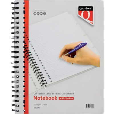 Afbeelding van Collegeblok Quantore A4 23 gaats 4 tabs lijn 100vel
