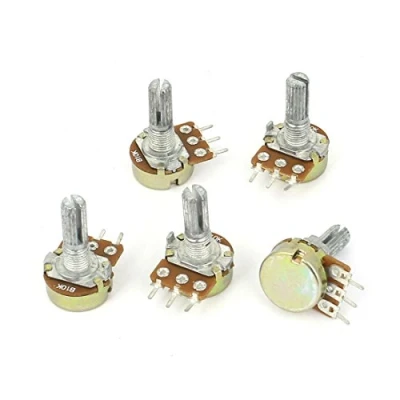 Afbeelding van sourcingmap 5 Stks 10K OHM Lineaire Taper Rotary Potentiometer 10KB B10K Pot Zink Plating met 13mm As