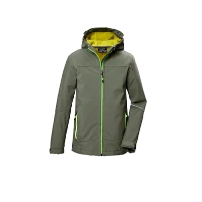 Afbeelding van killtec KOW 366 BYS SFTSHLL JCKT Softshelljack voor jongens, outdoorjas met capuchon, moos,