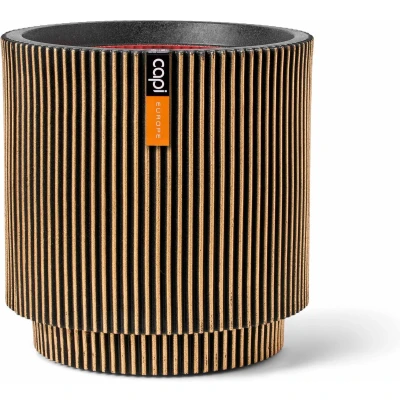 Afbeelding van Vaas cylinder groove nl zwart goud II Capi Europe