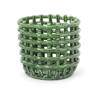 Afbeelding van Ferm Living Ceramic Basket Opbergmand Small Emerald Green