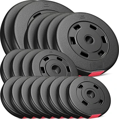 Afbeelding van Hop Sport 60 kg Halterschijven Set, Kunststof, 30 mm boring, Gewichtsschijven voor effectieve training in je Homegym, Gewichten 2x10 kg, 4x5 4x2,5 8x1,25