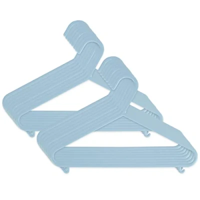 Afbeelding van Bieco kinderkledinghanger 16 stuks trend blauw, lengte ca. 30cm babykledinghanger kleerhanger kinderen baby organizer maatscheider