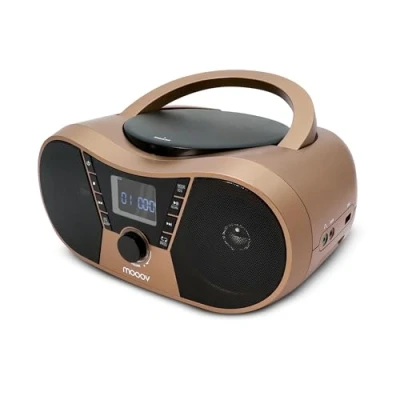 Afbeelding van Mooov Copper &amp; Black CD speler met FM radio, USB poort, slaap en ID3 functies