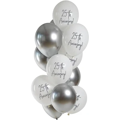 Afbeelding van Folat Ballonnen Silver Anniversary (12 stuks 33 cm)