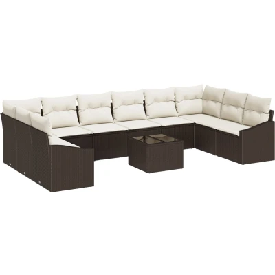 Afbeelding van vidaXL Tuin Sofa Set van 11 Beige Poly Rattan