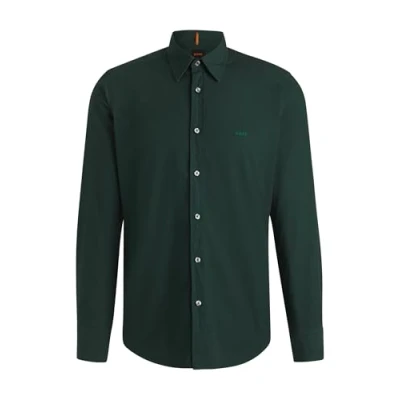 Afbeelding van HUGO BOSS heren Regelant slim fit overhemd met logo in de kleur Groen, maat: S