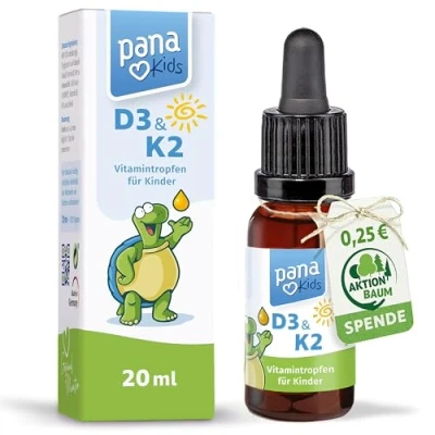 Afbeelding van PanaKids vitamine D3 K2 druppels voor kinderen vanaf 4 jaar 100% vegetarisch 350 dagen 800 IE D en 25 μg hoge biologische beschikbaarheid in het laboratorium