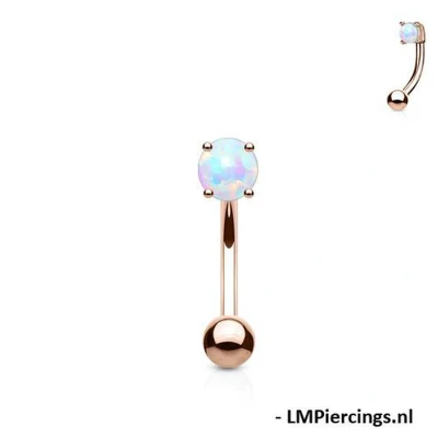 Afbeelding van Piercing rose gold plated rond opal