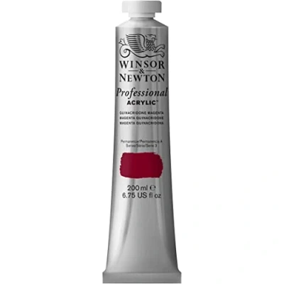 Afbeelding van Winsor &amp; Newton 2337545 Professionele acrylverf, hoge dekking, kunstenaarskwaliteit, lichtecht 200ml Tube, Quinacridone Magenta