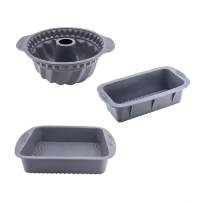 Afbeelding van TOKSEO 3 stuks verschillende vormen siliconen bakvorm, tulbandvorm, broodbakvorm, vierkante brownie anti aanbaklaag, bakvormen voor gebak, brood, cake