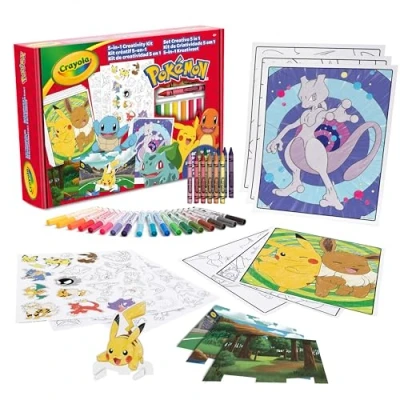 Afbeelding van Crayola Pokémon 5 in 1 Creatieve Set, met Kleurplaten, Markers, Kleurpotloden, Stickers, 60 stuks, Gift voor jongens en meisjes, vanaf 4 jaar 04 2924