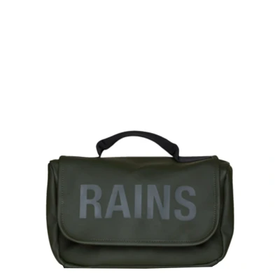 Afbeelding van Rains Texel toilettas met waterafstotende coating en logo Donkergroen