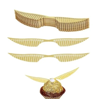 Afbeelding van JJiaoLinin Verjaardagsdecoratie, 50 stuks gouden glittervleugels, taartdecoratie, heks, van chocolade, cupcake topper, verjaardagsdecoratie voor snoep, fans, feest, verjaardag, bakdecoratie