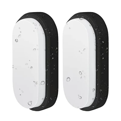Afbeelding van ANWIO 14 W buitenverlichting rond de muren, ovale led plafondlamp, zwart, 4000 K, 980 lm, waterdicht, IP54, 2 stuks
