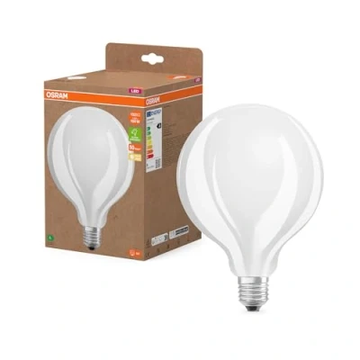 Afbeelding van Osram LED lamp in classic globe shape, with decorative filament frosted design, energy efficiency class A, E27, 11.6 W, 2452 lm, 4000 K, cool white. 100% light straight away.