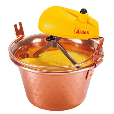 Afbeelding van Ardes Paiolo AR24AM80 Paolo van koper, diameter 28 cm, gemarmerde pap, mixer met elektromotor, aansluiting op bajonet, eenvoudige reiniging, elektrische hyrapolenta koper 8/12 porties