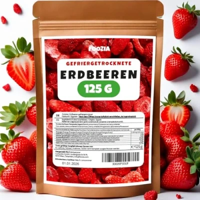 Afbeelding van Erdbeeren Gefriergetrocknet 125g Scheiben, Natürliche Getrocknete Ohne Zusätze 100% Pur Gefriergetrocknete Früchte Snack Trockenfrüchte von Foozia