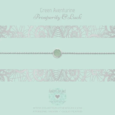 Afbeelding van Heart to Get bracelet, silver, one gemstone in between, Green Aventurine, prosperity &amp; luck