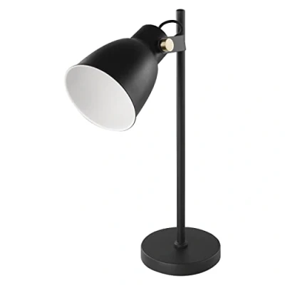 Afbeelding van EMOS Design Julian Z7621B Bureaulamp van metaal, vintage tafellamp met E27 fitting, bedlampje voeding, leeslamp, lampenkap en 150 cm kabel, zwart, zonder peertje