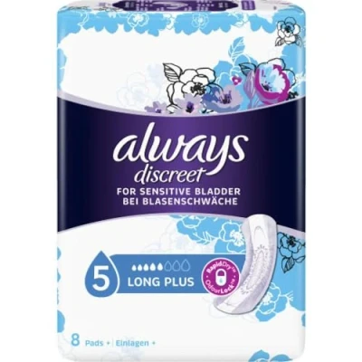 Afbeelding van Always discreet incontinentie inzetstukken Plus Long bij blaren 8 stuks