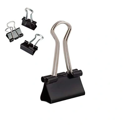 Afbeelding van D.RECT Metalen Vouwhechtnieten Verpakking 12 St x Pack(144 Nietjes) 19mm Multifunctionele Nietjes, Binder Clips voor: Notities, Briefpapier Papierklemmen Groot, Zwart