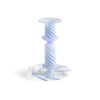Afbeelding van HAY Flare Stripe medium kandelaar Blauw wit