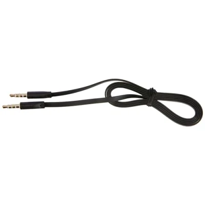 Afbeelding van SYSTEM S 4 polige 2x 3,5 mm jack op TRRS audio stereo AUX headset kabel platte 100 cm in zwart